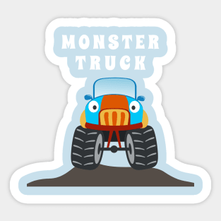 illustration of monster truck with cartoon style. Sticker